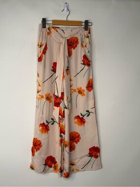 Aritzia Wilfred Wide-Leg Tie-Waist Pants with Orange Floral Size XS